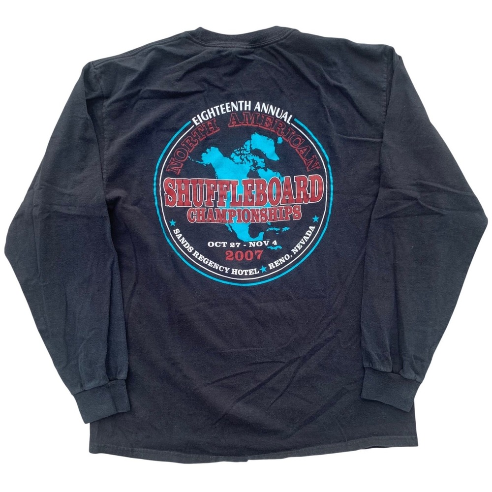 2007 North American Shuffleboard Championships Hanes Beefy-T Black Long Sleeve